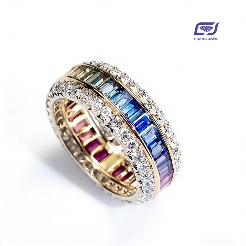 New Design Rainbow Sapphire Russian-Color wedding Ring