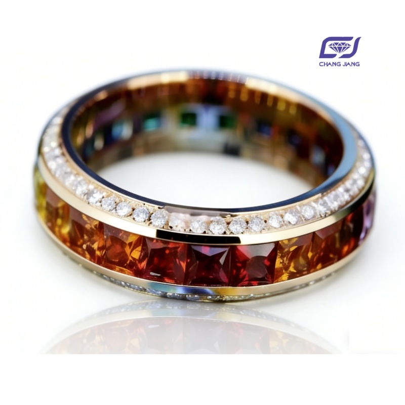 New Design Rainbow Sapphire Russian-Color wedding Ring