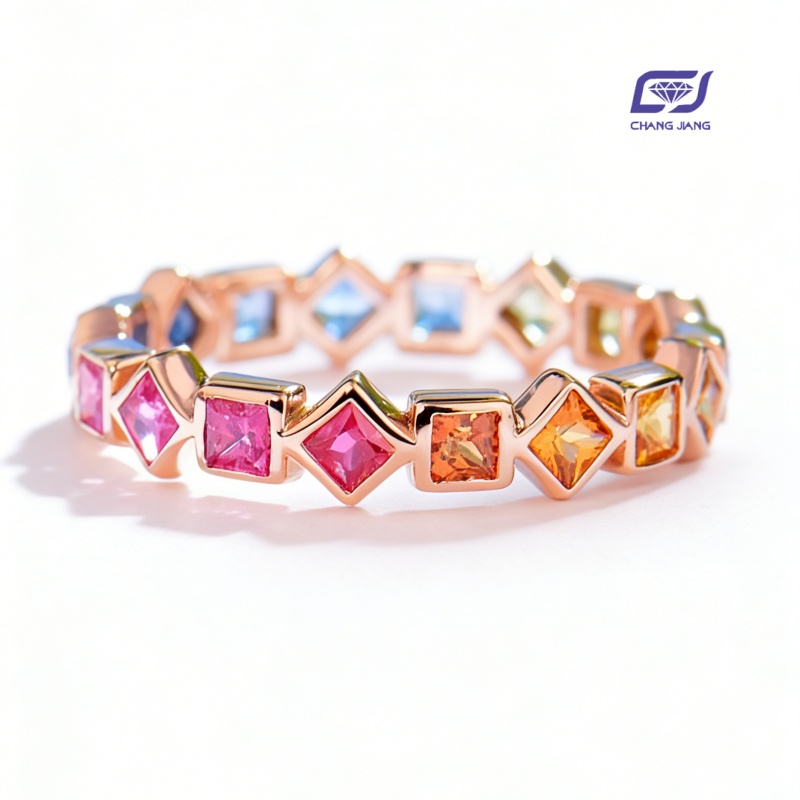 New Design Rainbow Sapphire Russian-Color wedding Ring