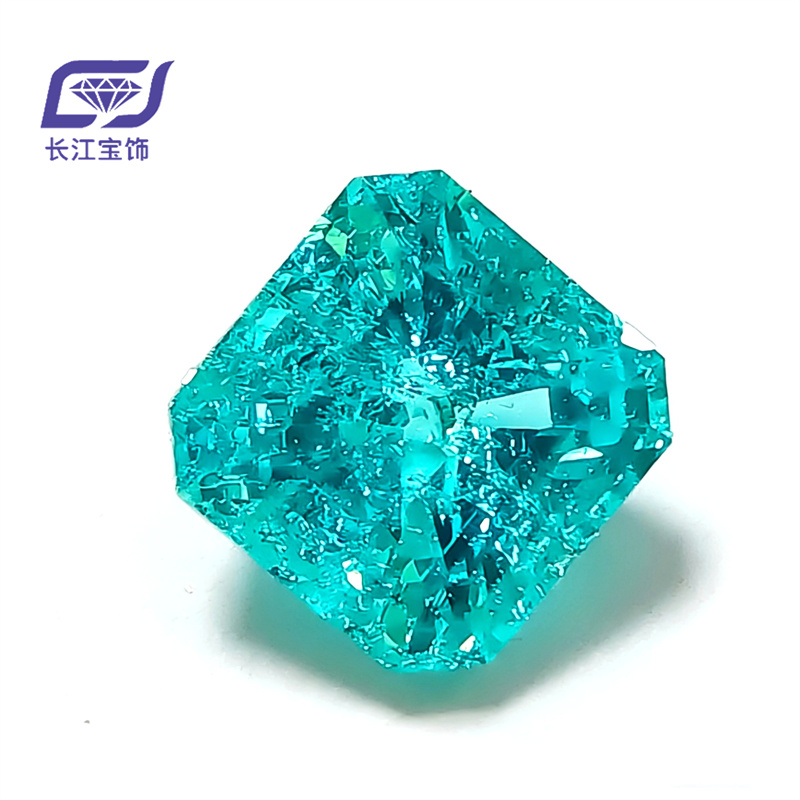 Lab grown Paraiba Neon Blue Ice Crack SQ
