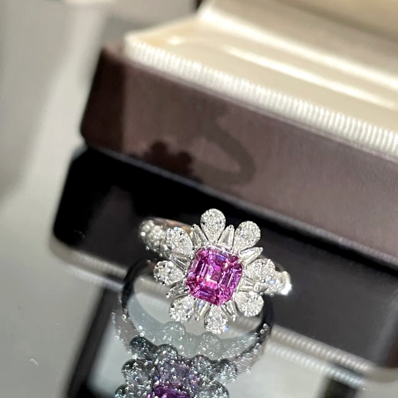 New Design Lab Pink Sapphire Wedding Ring Earrings Necklace Sets
