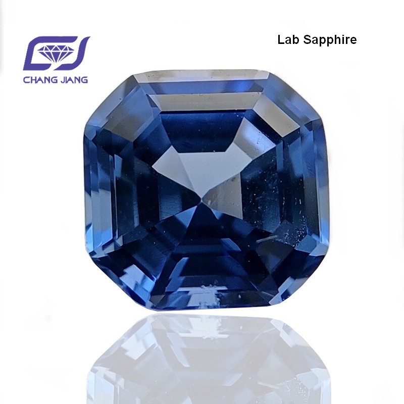 Lab grown Sapphire -Asscher, Royal Blue