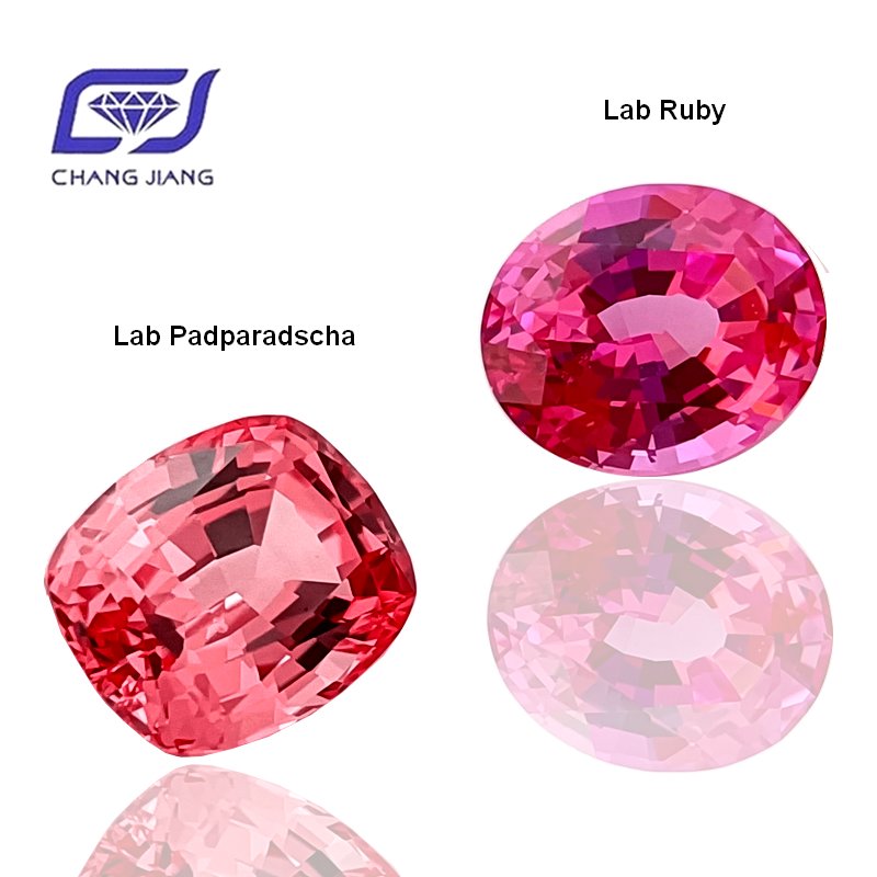 Lab grown Ruby vs Padparadscha 红宝 帕帕拉恰