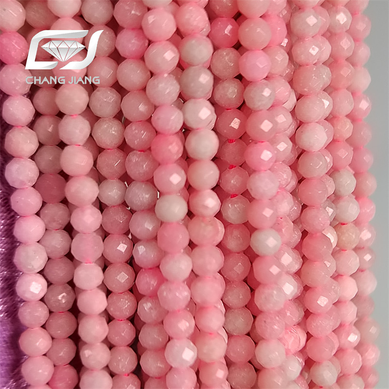 Chinese Pink Opal B-Natural Beads String 2x4mm 48 faces