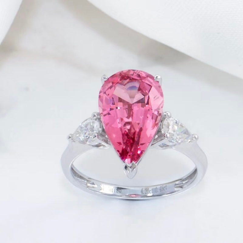 New Design Lab Light Pink Sapphire Wedding Ring Earrings Necklace Sets