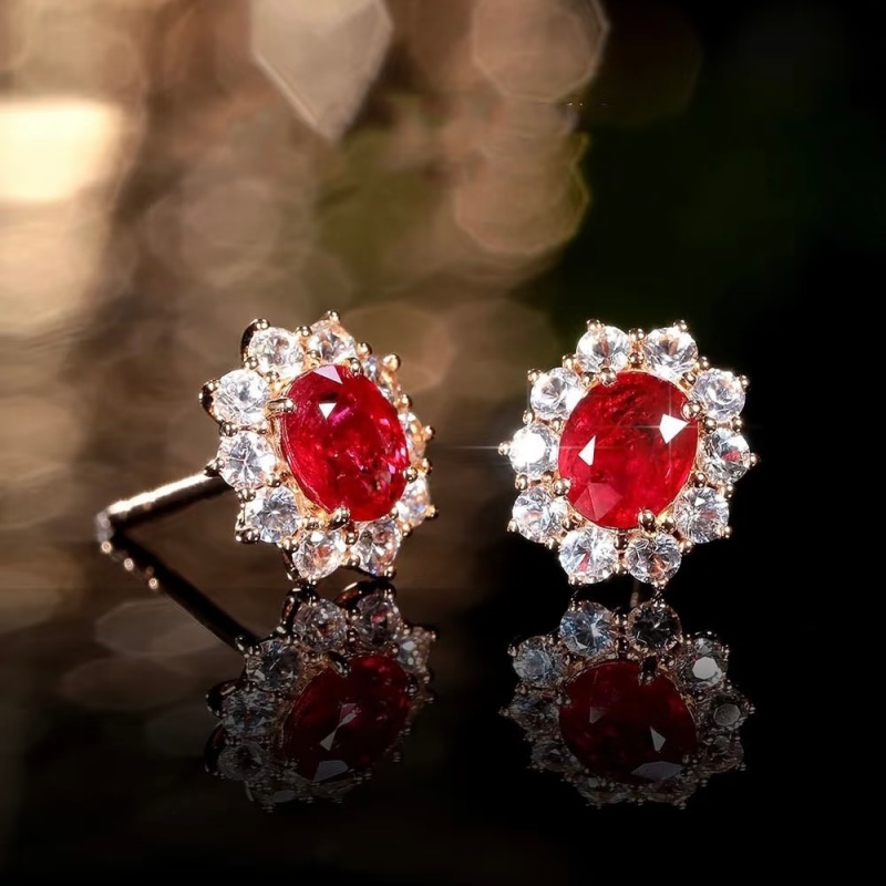 New Design Lab Ruby Wedding Ring Earrings Necklace Sets