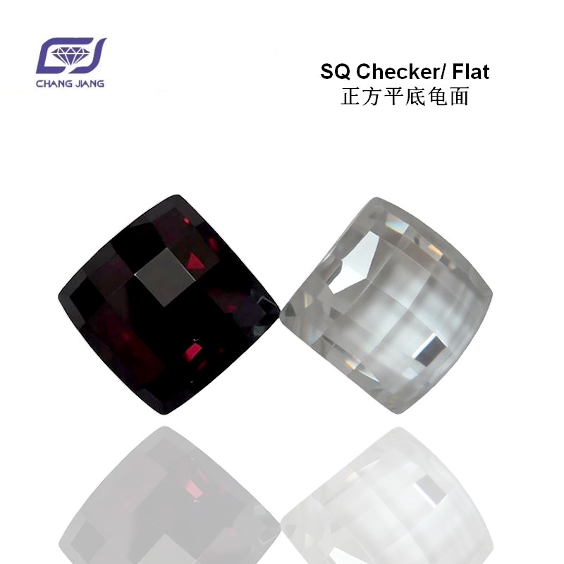 WHITE CZ GARNET CZ SQ Checker/Flat