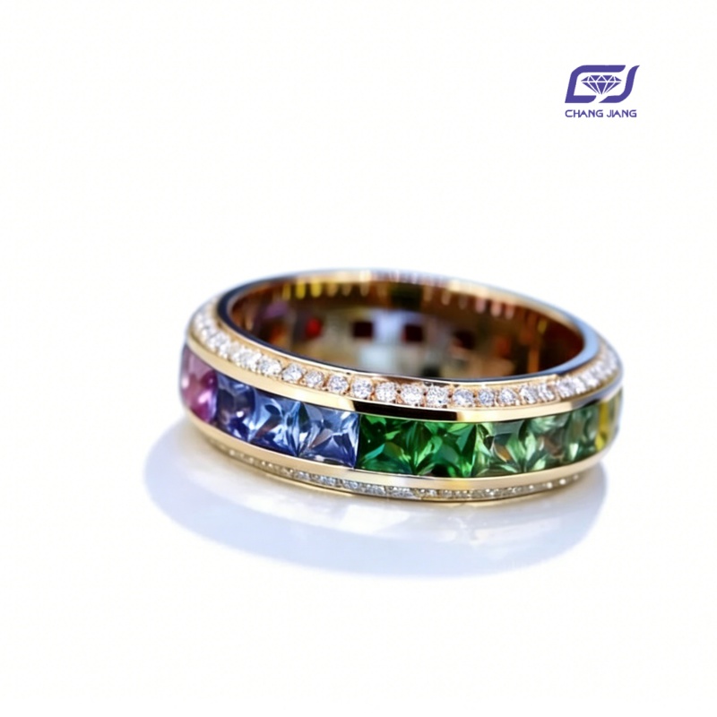 New Design Rainbow Sapphire Russian-Color wedding Ring