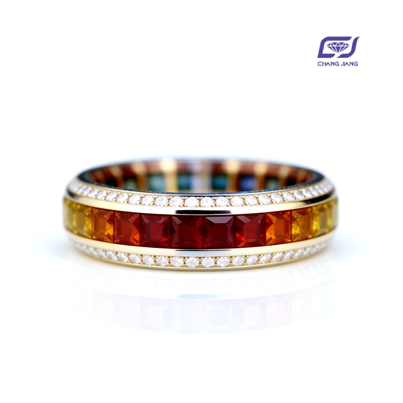 New Design Rainbow Sapphire Russian-Color wedding Ring