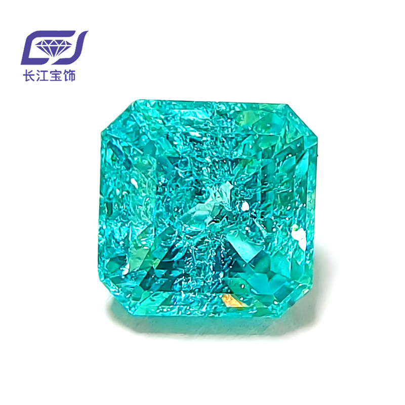 Lab grown Paraiba Neon Blue Ice Crack SQ 帕拉伊巴