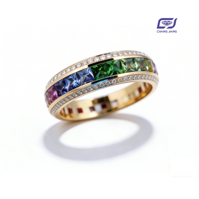 New Design Rainbow Sapphire Russian-Color wedding Ring