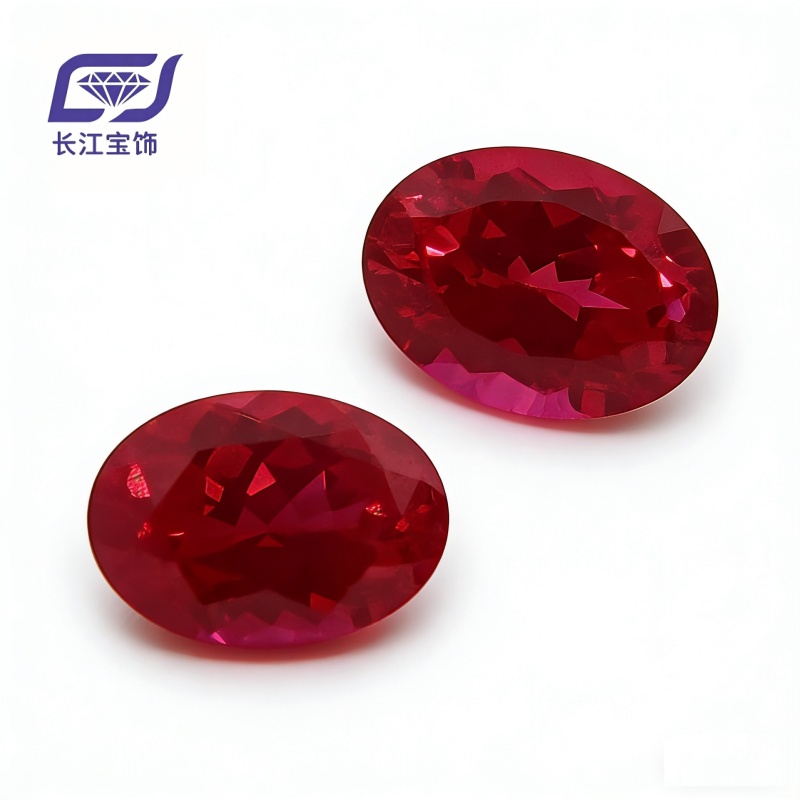 Lab grown Pigeon blood Red Ruby Oval