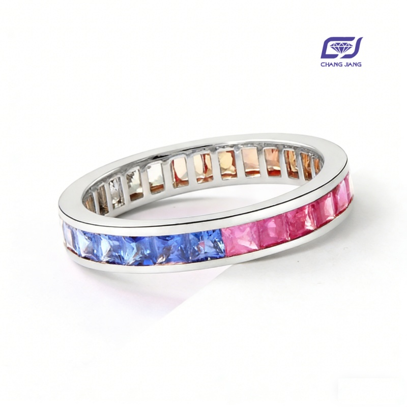 New Design Rainbow Sapphire Russian-Color wedding Ring
