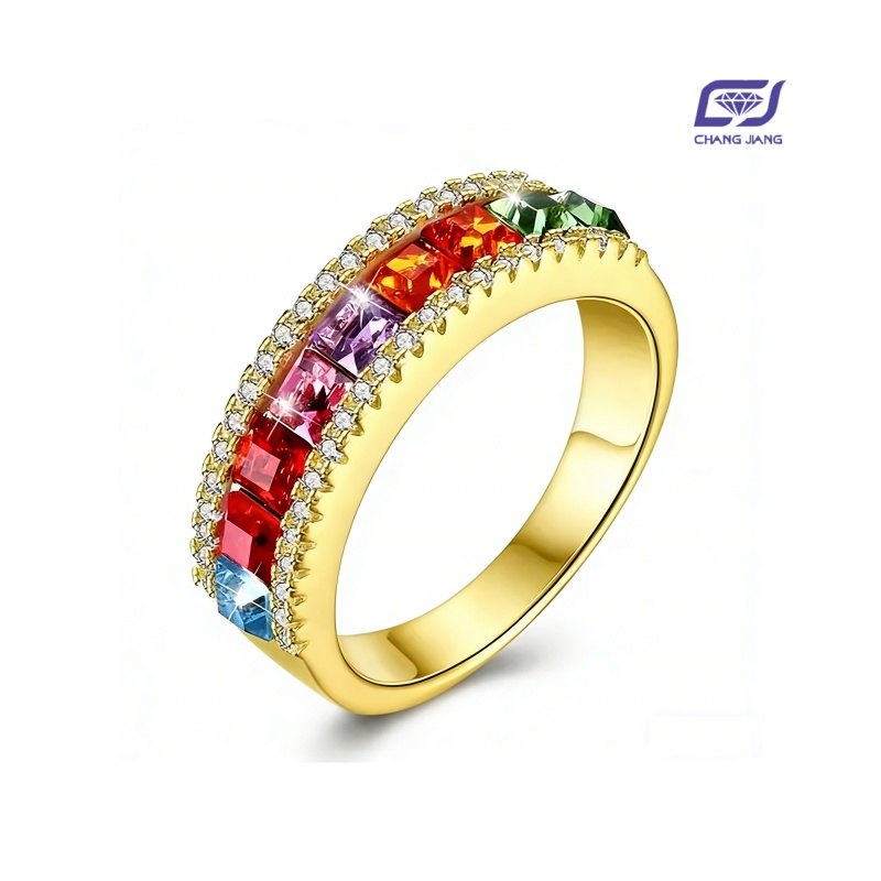 New Design Rainbow Sapphire Russian-Color wedding Ring
