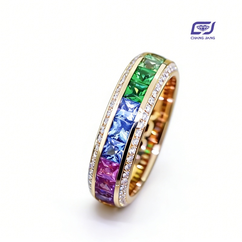 New Design Rainbow Sapphire Russian-Color wedding Ring