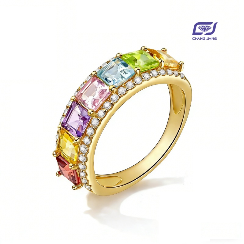 New Design Rainbow Sapphire Russian-Color wedding Ring