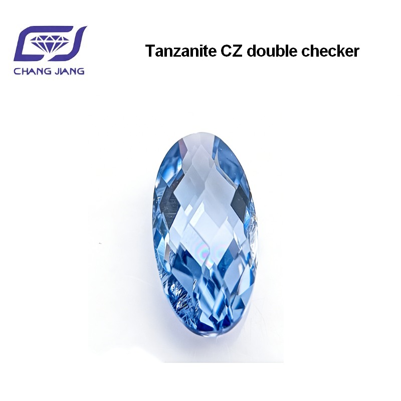 TANZANITE CZ Oval Double Checker Cut
