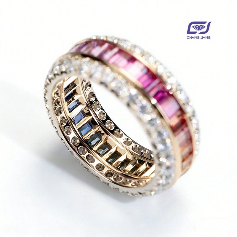 New Design Rainbow Sapphire Russian-Color wedding Ring