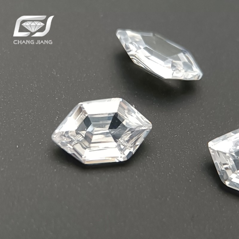 WHITE CZ Long Hexagonal