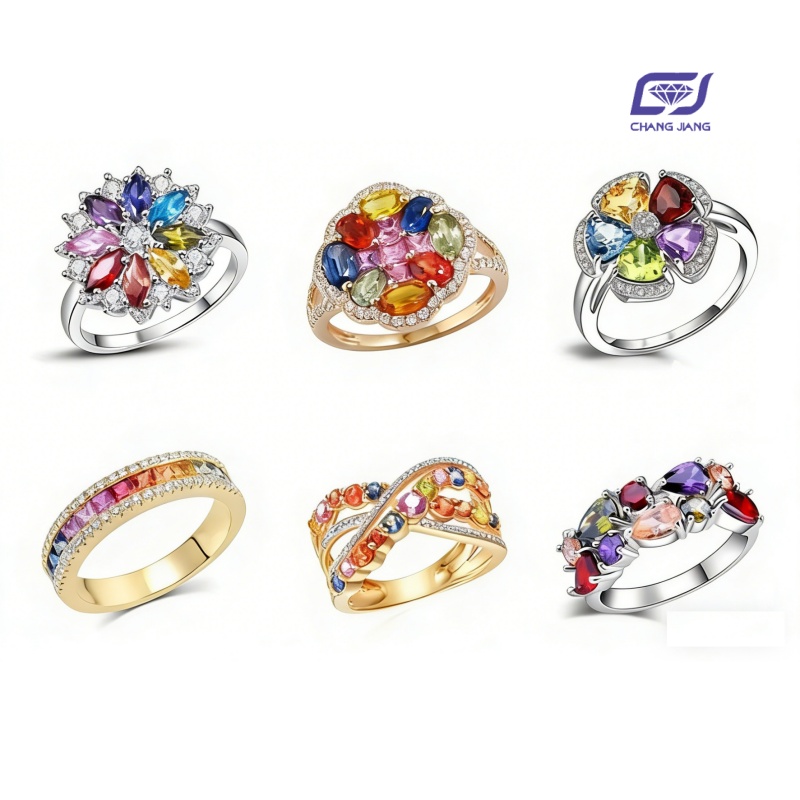 New Design Rainbow Sapphire Russian-Color wedding Ring